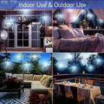 guirlande lumineuse moderne étoiles lumineuses blanc doré multicolore 240 leds fixations oeilletsextérieur decoration noel