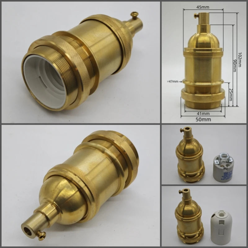 socquettes ampoule dorées douille blanche vintage base laiton fixations classiques ul sécurité echangement facile