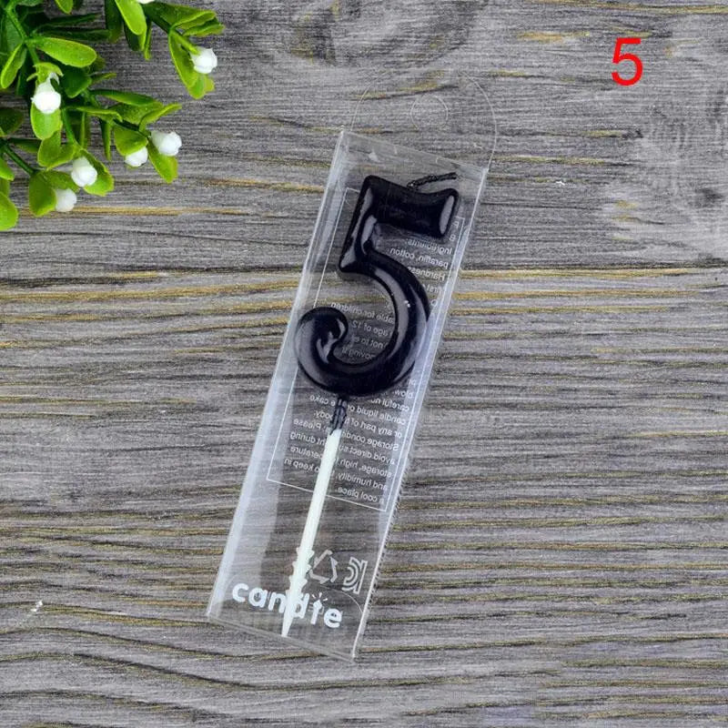 bougies numériques anniversaire noires décoration gâteau moderne adhésif