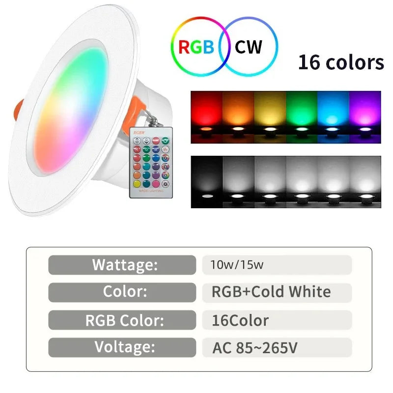 Spot LED moderne 10W 15W RGB CW télécommande encastré blanc translucide PVC