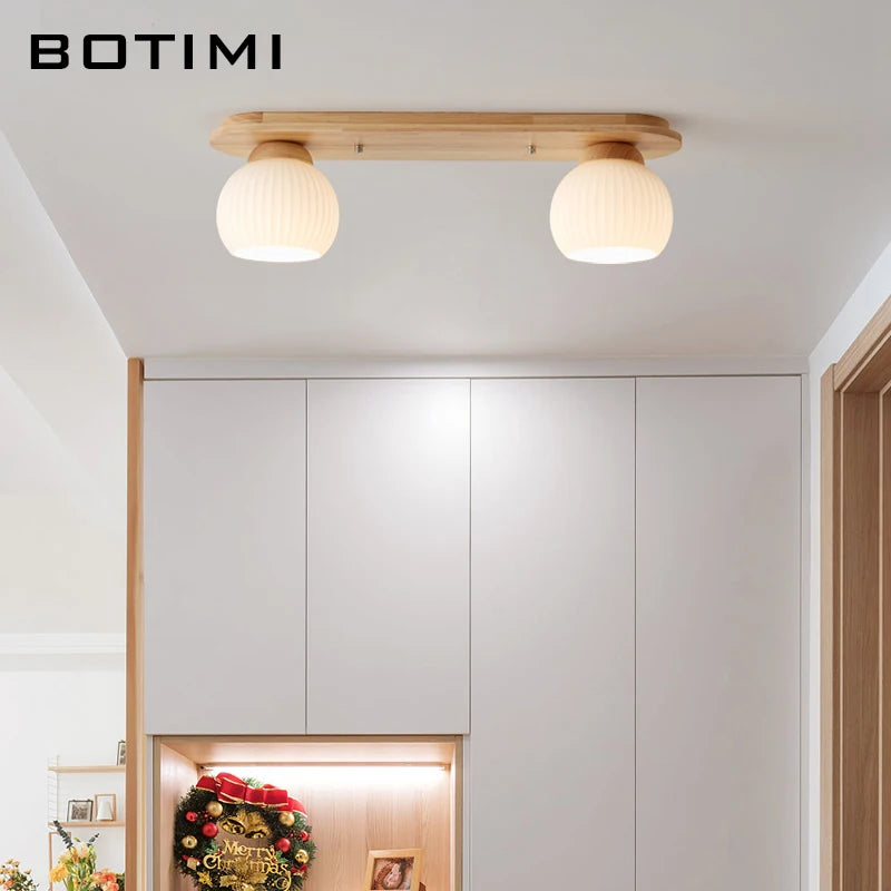 plafonniers modernes trois ampoules led bois naturel lumière blanche minimaliste