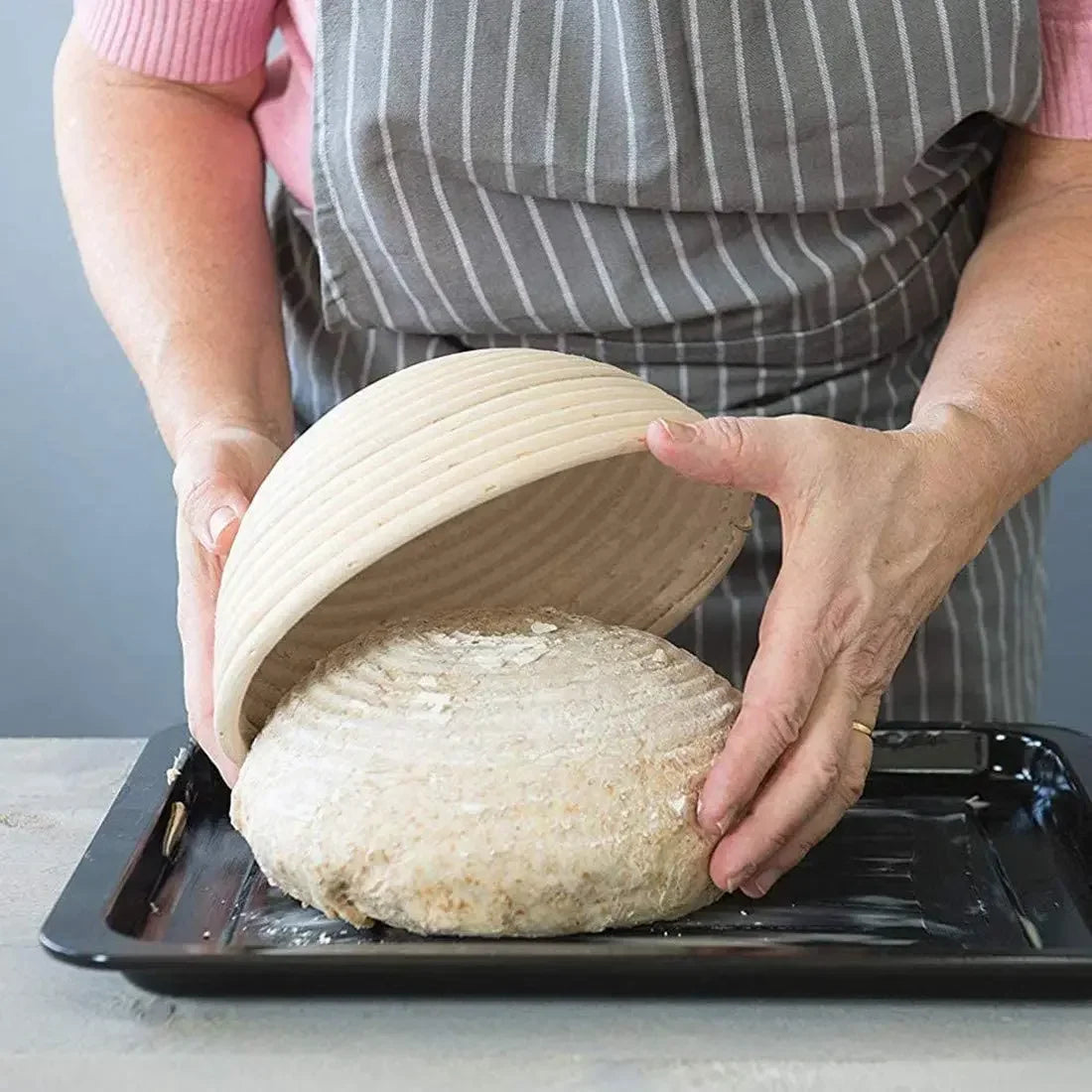 Corbeille à pain en rotin vue de dessus