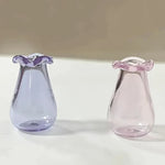vases miniatures verre transparent bordure ondulée couleurs violet rose jaune vert blanc moderne minimalisteDecorationintérieur