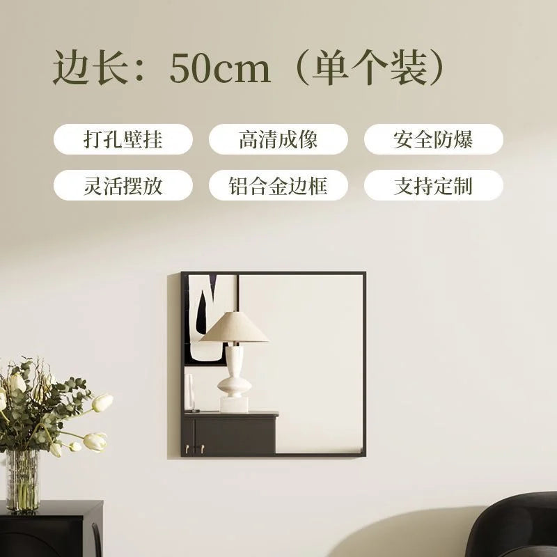 miroir mural moderne minimaliste noir blanc quadrillage rond chambre salon