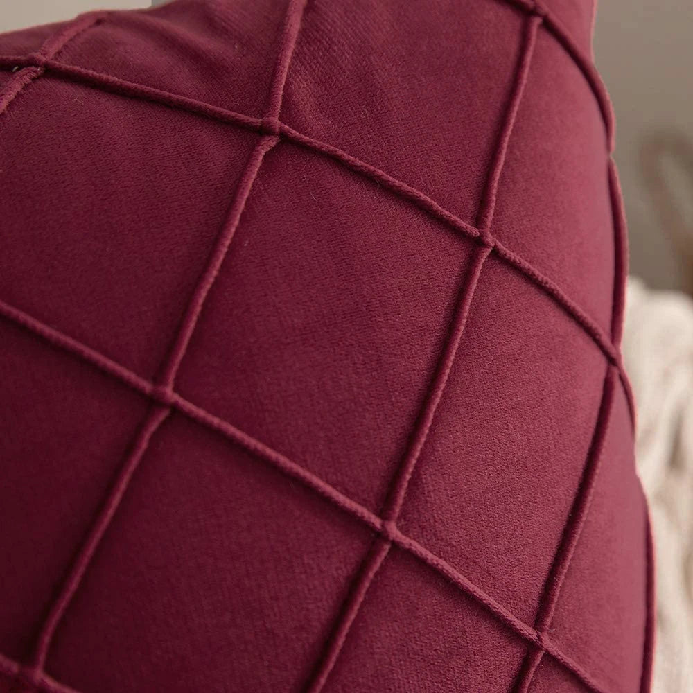 housse coussin velours rouge blanc jaune carreaux moderne 45x45cm insertion glissière