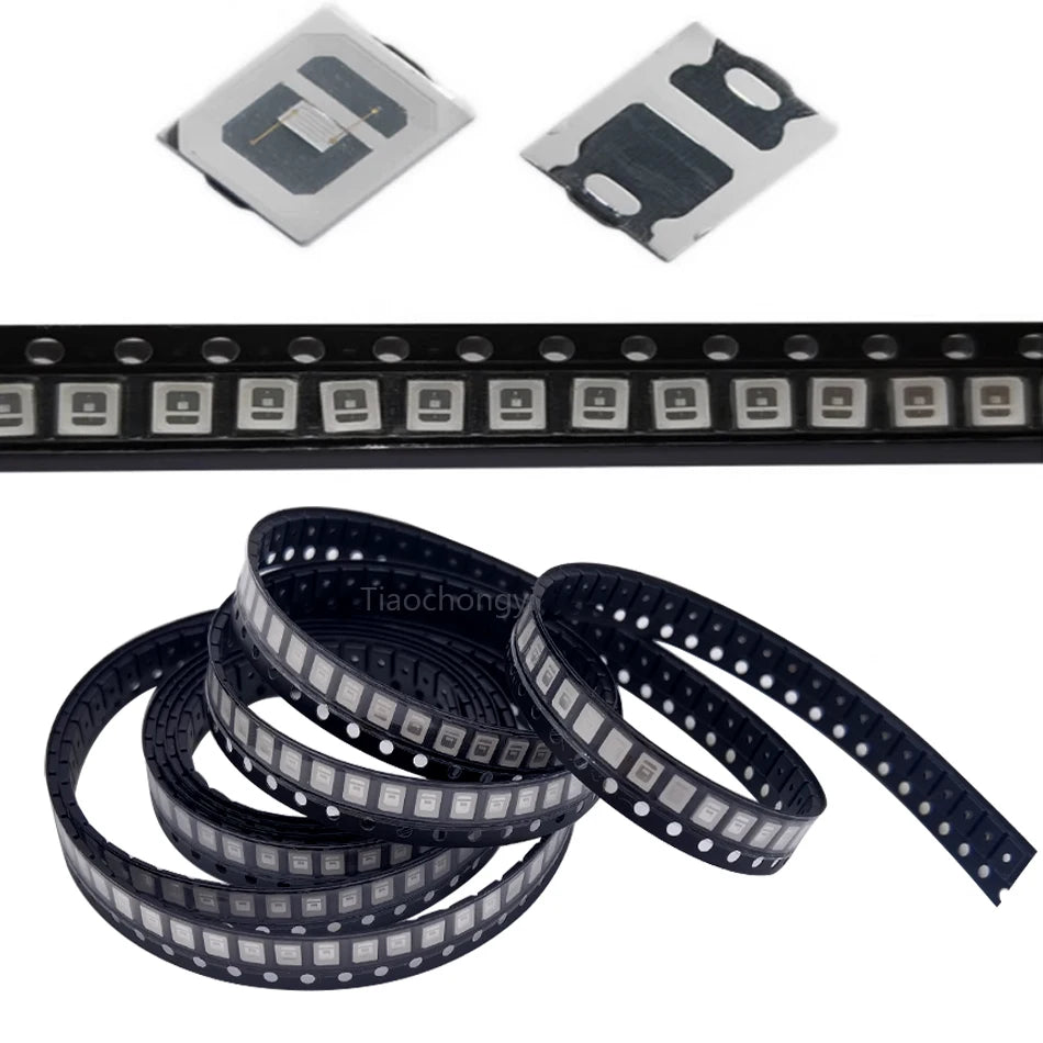 diodes led smd 2835 uv blanc noir carré mat adhésif 3v 150ma 365nm 395nm