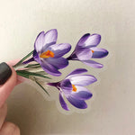 sticker adhésif fleurs violettes vertes décoration creative étanche diy 50 pièces illustration romantique