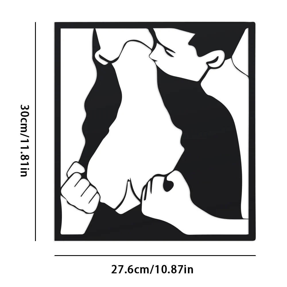 tableau mural moderne minimaliste silhouette couple abstrait noir blanc déco intérieur erotique chambre salon