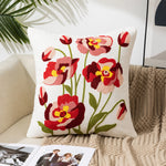 taies d'oreiller fleurées moderne decoration maison 45x45cm polyester coton lin blanc