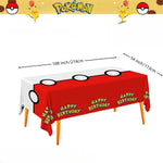 nappes plastique pokemon anniversaire pikachu poke balls geometriques pixel art enfants festives