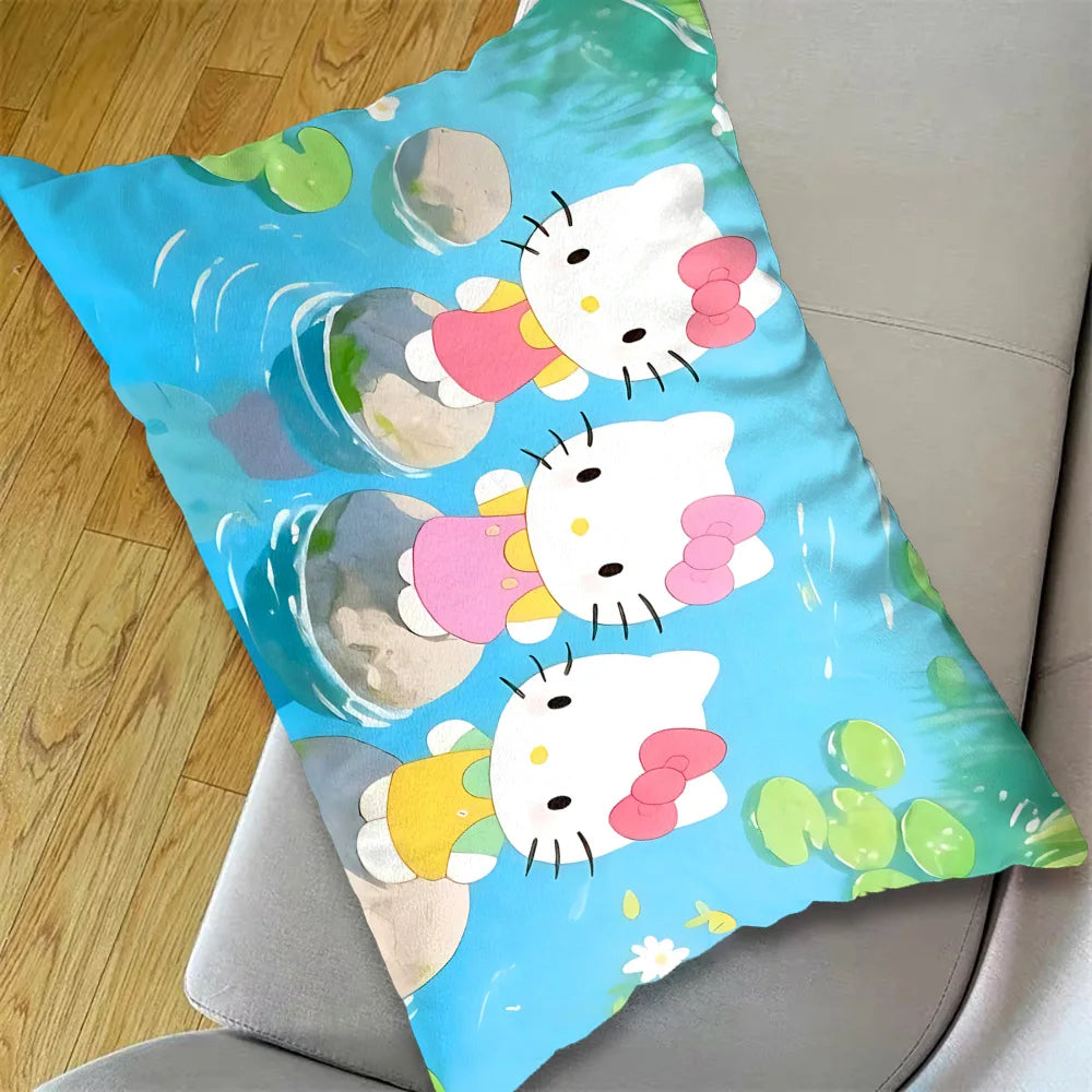 coussins décoratifs imprimés hello kitty bleu blanc rose vert jaune polyester cartoon salon lit