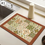 tapis cuisine antidérapant absorbant moderne noir blanc motifs géométriques fleurs taille 30x40cm