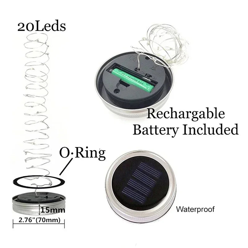 lampe solaire moderne 20 leds noire panneau solaire filament lumineux anneaux métalliques rechargeable extérieure