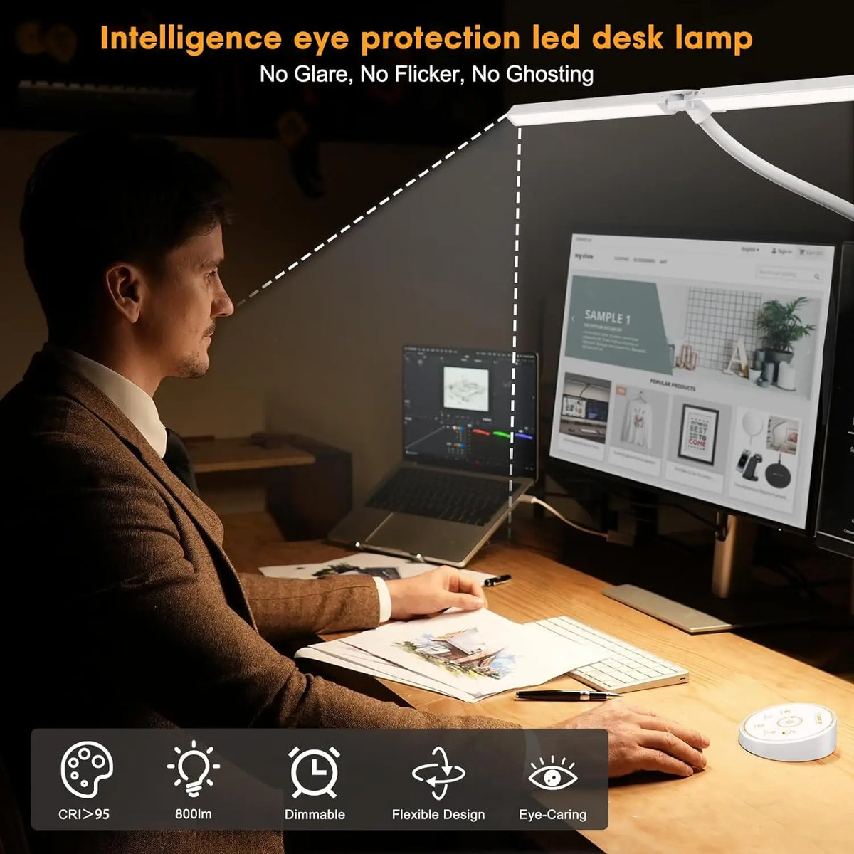 lampe led double tête réglable moderne serre tête flexible blanc noir minimaliste