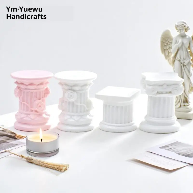 décoration maison colonnes architecturales rose blanche bougie ours peluche citrouille