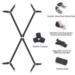 bretelles lit clips support drap noir gris fixations métal triangles ajustables adultes