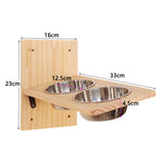 étagère murale chats bois moderne bols inoxydable station nourriture vis