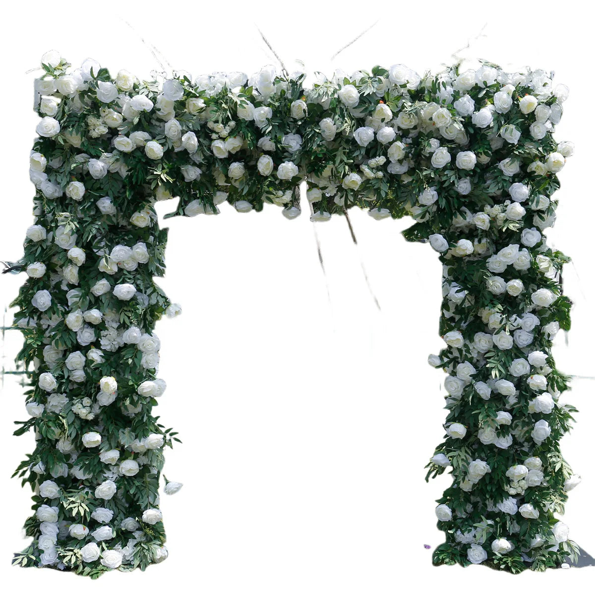 arche decorative fleurs artificielles blanc vert decoration mariage anniversaire intérieur extérieur