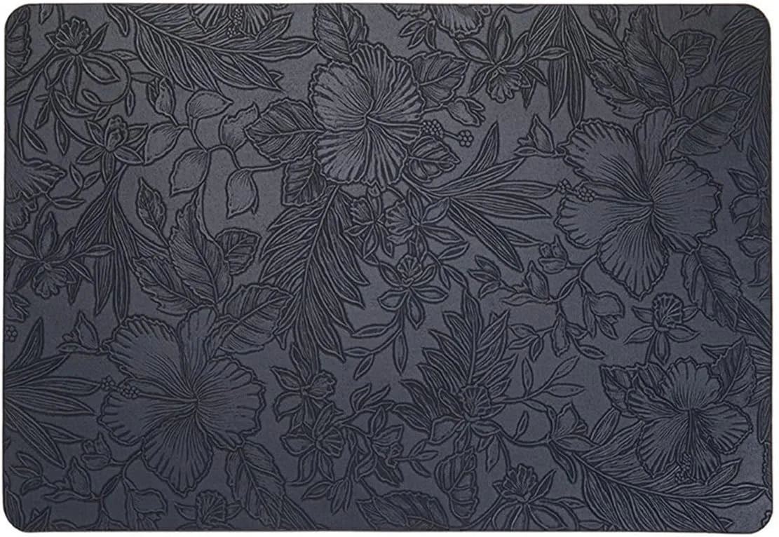 tapis table moderne fleurs feuilles noir marron beige gris vert bleu respectueux environnement 43x30cm
