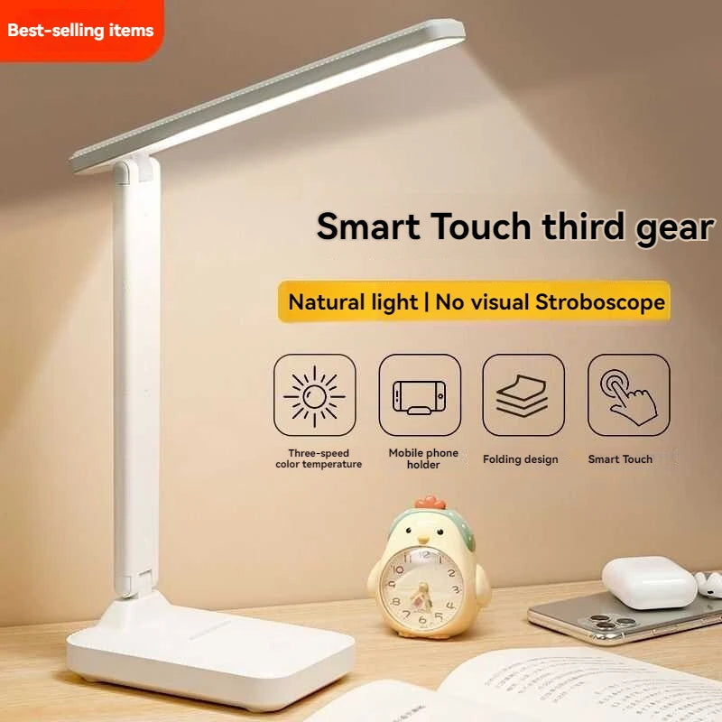 lampe pliable led usb blanc moderne fixation plate étudiants lecture intense variable