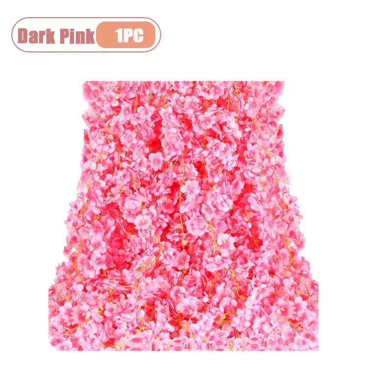 guirlande fleurs artificielles rose clair decoration murale exterieure maison romantique 180cm fête anniversaire