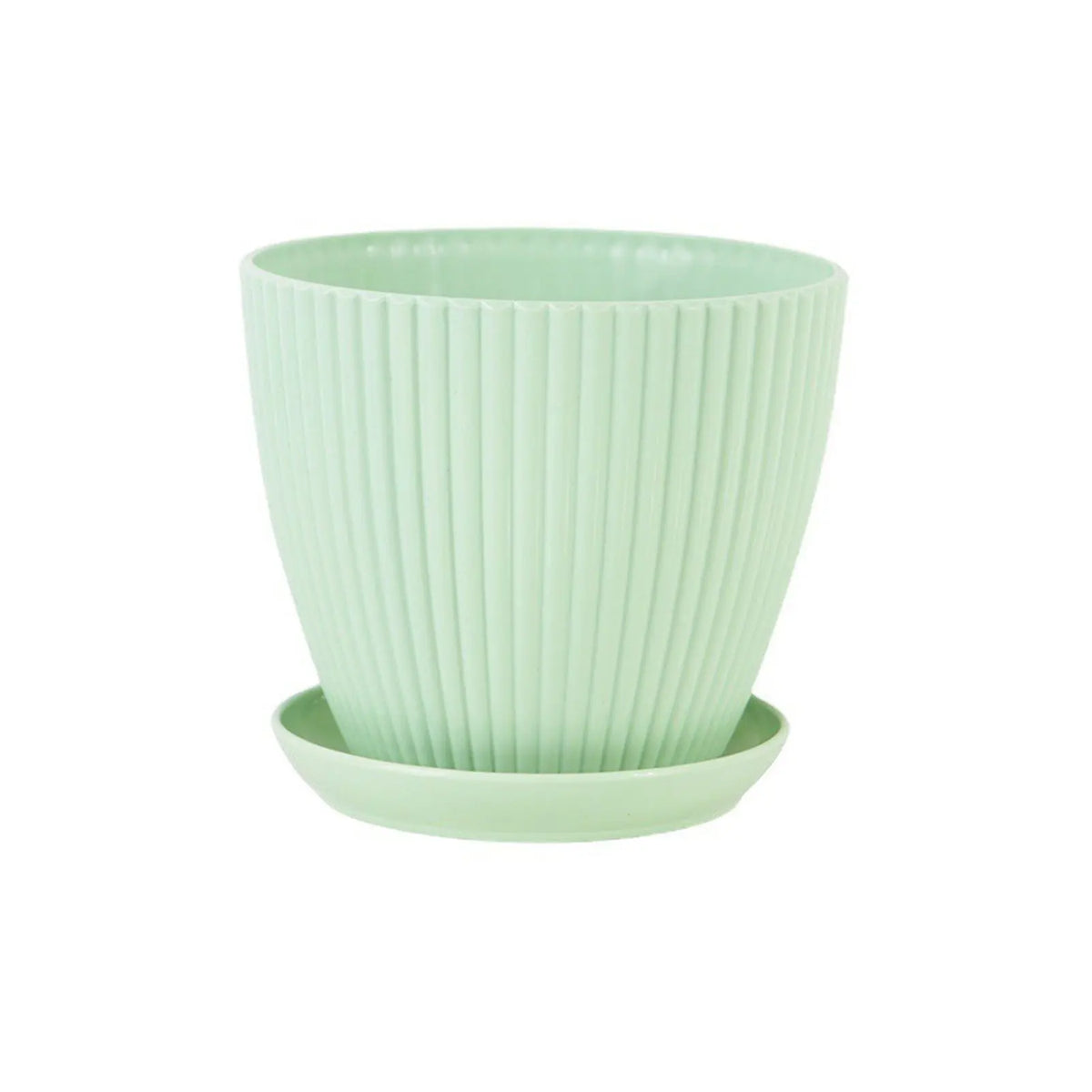 pots fleurs résine moderne vert clair vert foncé blanc rayures verticales plateau intérieur extérieur