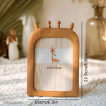 cadre photo bois naturel rayures horizontales illustration animale moderne ornement décoration