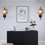 lumière murale moderne verre texturé noir doré contemporaine deux ampoules LED