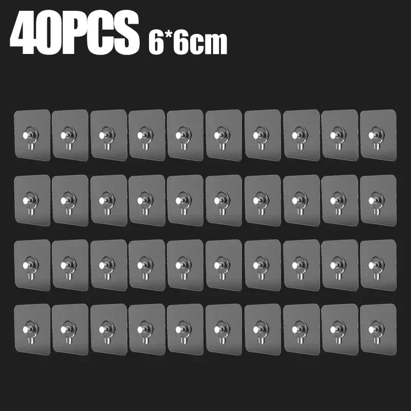 porte objets adhésifs transparents modernes poignées métalliques 60mm 60mm pack