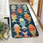 tapis poissons colorés moderne imperméable fond antidérapant polyester velours intérieur extérieur bleu foncé orange
