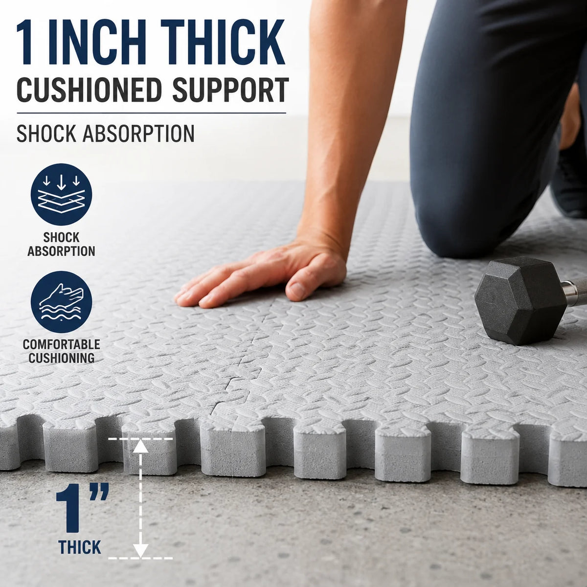 tapis sol mousse eva pouce interlocking gris clair texture ovale moderne pièces