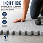 tapis sol mousse eva pouce interlocking gris clair texture ovale moderne pièces