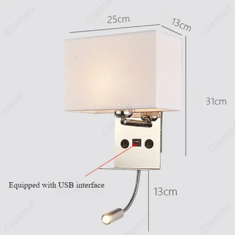 lampe murale moderne blanc marron tissé usb angle réglable chambre cuisine salle manger
