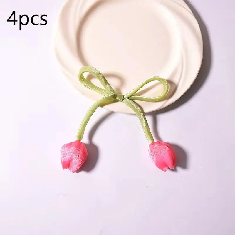 accessoires fenetre tulipes relief rose clair vert clair decoratif floral ruban réglable chambre maison