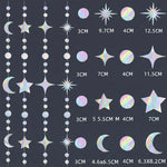 guirlande décorative festif étoiles lunes cercles iridescent mariage anniversaire eid mubarak holographique brillant