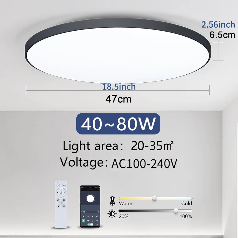 plafonnier led moderne blanc éclairage cuisine télécommande app interrupteur mural flux lumineux élevé