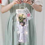 Bouquet fleurs artificielles crochetées orange bleu rose violet blanc moderne