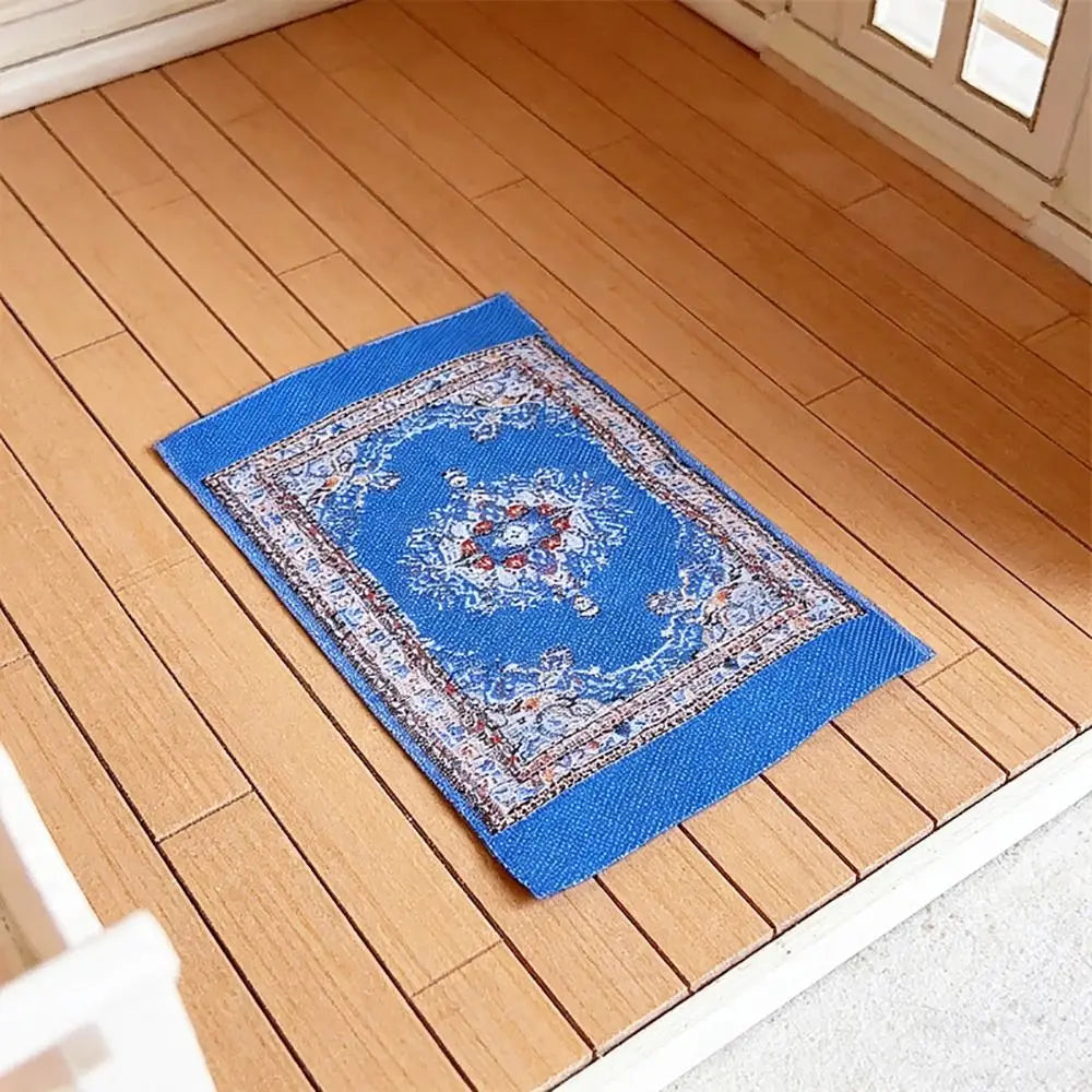 tapis miniature floral tissé classique couleurs vives franges accessoire poupée ornements géométriques 10.7cm 7cm