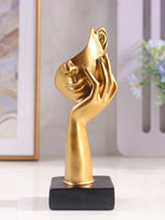 statue décorative moderne or noir abstrait main face chambre salon art ornement chambre