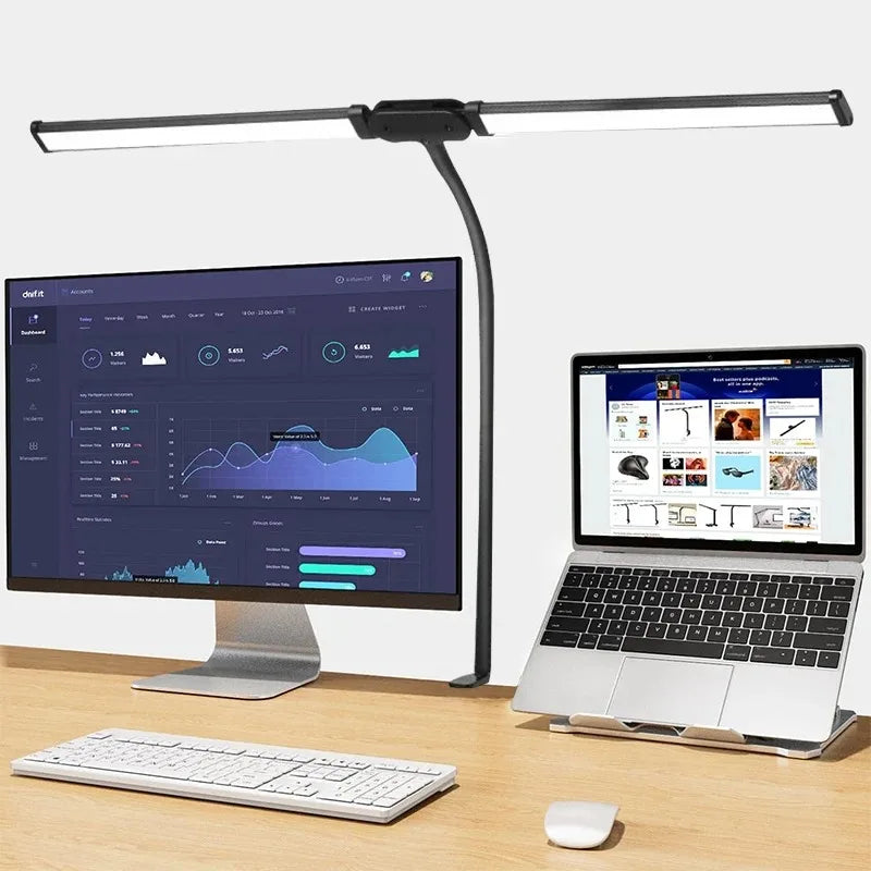 lampe led double tête réglable moderne serre tête flexible blanc noir minimaliste