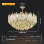 lustre cristal transparent doré feuilles pendeloques classique chambre salon
