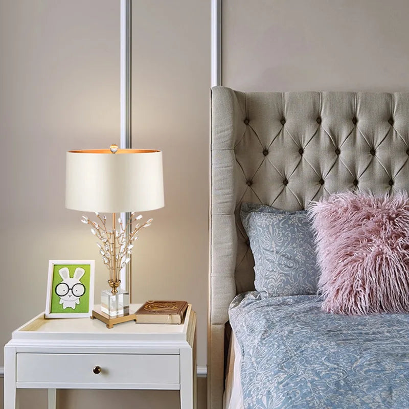 Lampe de chevet LED cristal arbre fleur bleu ciel