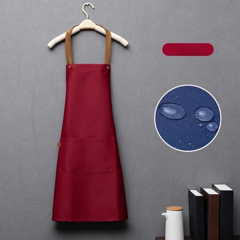 tablier cuisine imperméable bretelles réglables poche avant nettoyage classique beige noir bleu rouge