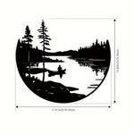 décoration murale moderne plaque noire paysage silhouettes rivière bateau personne minimalist artextérieur maison