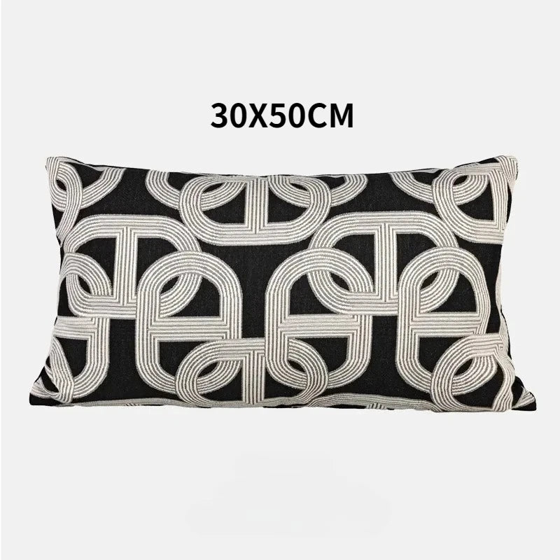 coussins brodés jacquard géométrique moderne marron clair beige nordique polyester face simplecoration voiture