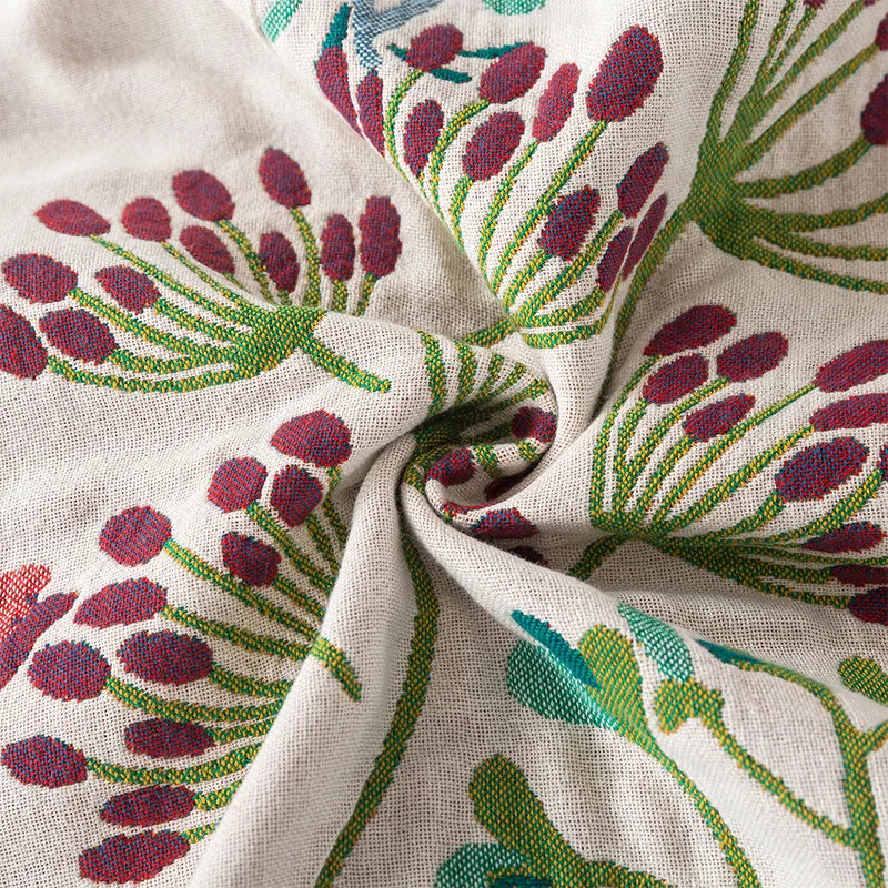 couverture coton motif floral blanc vert rouge bleu 200x230cm opacité traditionnelle adhésive maison