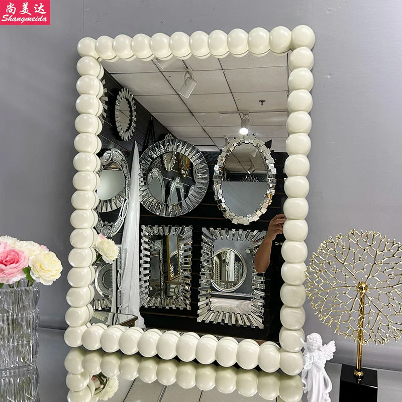 miroir pied vert or blanc luxueux classique opacité adhésif led rectangle