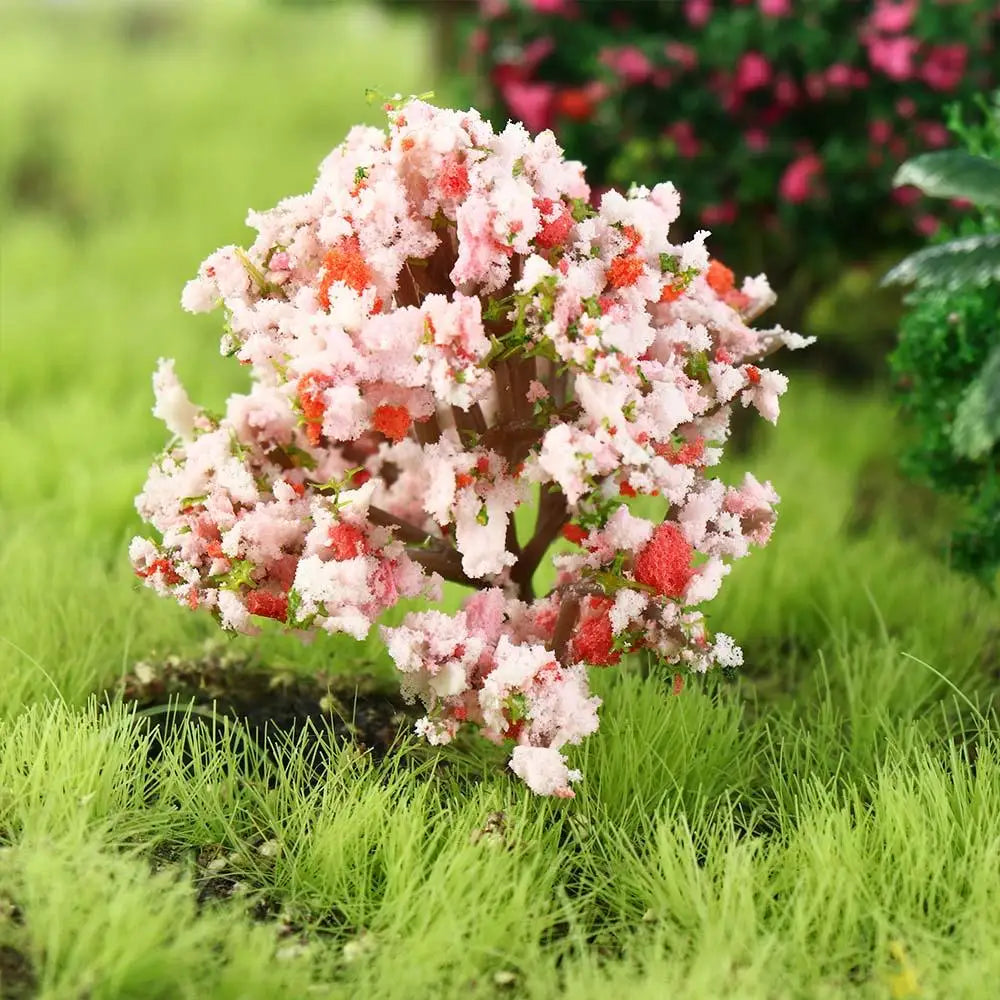 décoration intérieure arbre miniature résine fleurs feuilles rose verte artificiel rural maison