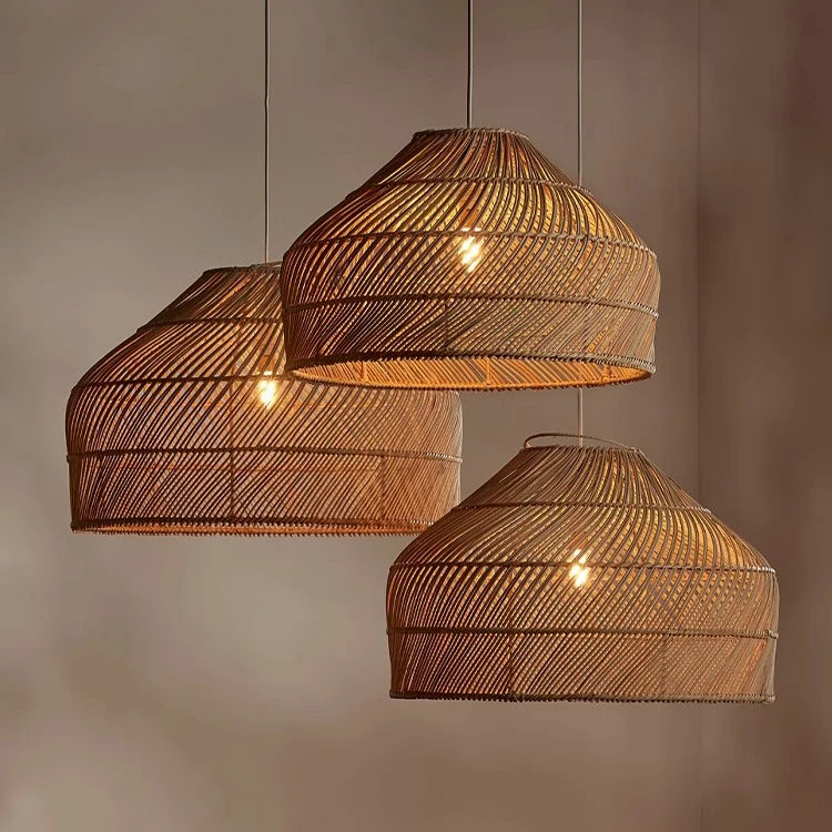 suspension lumineuse tressée moderne cordon beige naturel artisanale vintage pendentif chambre salle manger