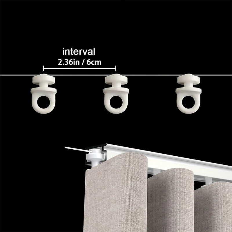 rideau bretelles blanc moderne opacité voies accessoires polyeștre plastique 6cm 8cm interval